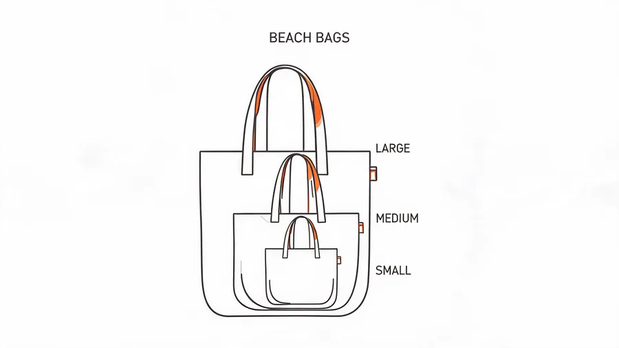 Beach bags in bulk size break diagram showing a nested size family