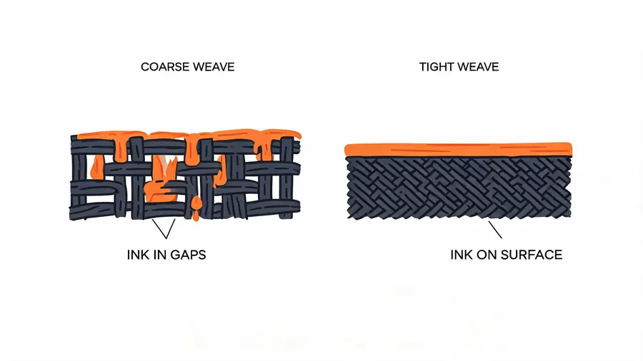 Diagram showing how canvas weave affects print results on personalized canvas bags bulk