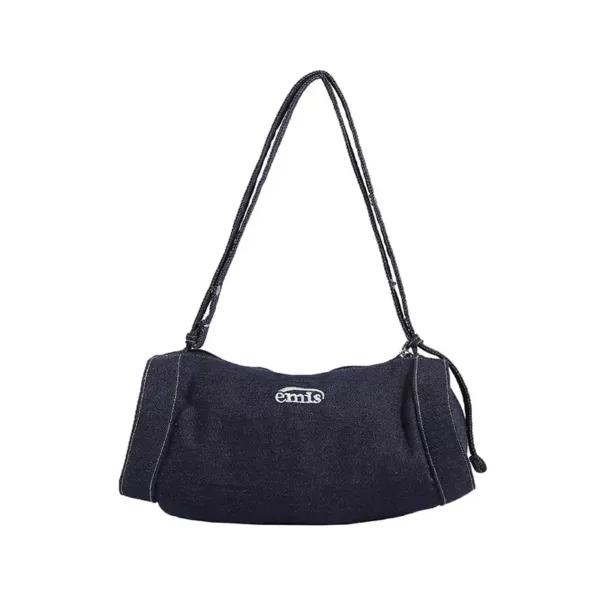 Niche Design Single Shoulder And Hand Held Round Bucket French Casual Simple Denim Bag - CBB-5629