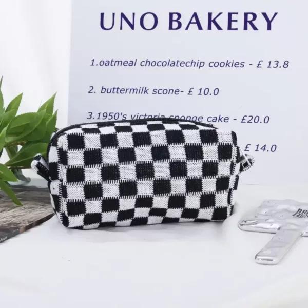 Soft Woven Checkered Toiletry Bag - CBB-6161