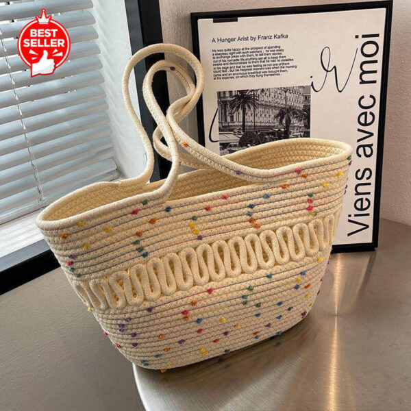 Summer Fashion Hand-Woven Cotton Rope Tote Bag - HB-6108